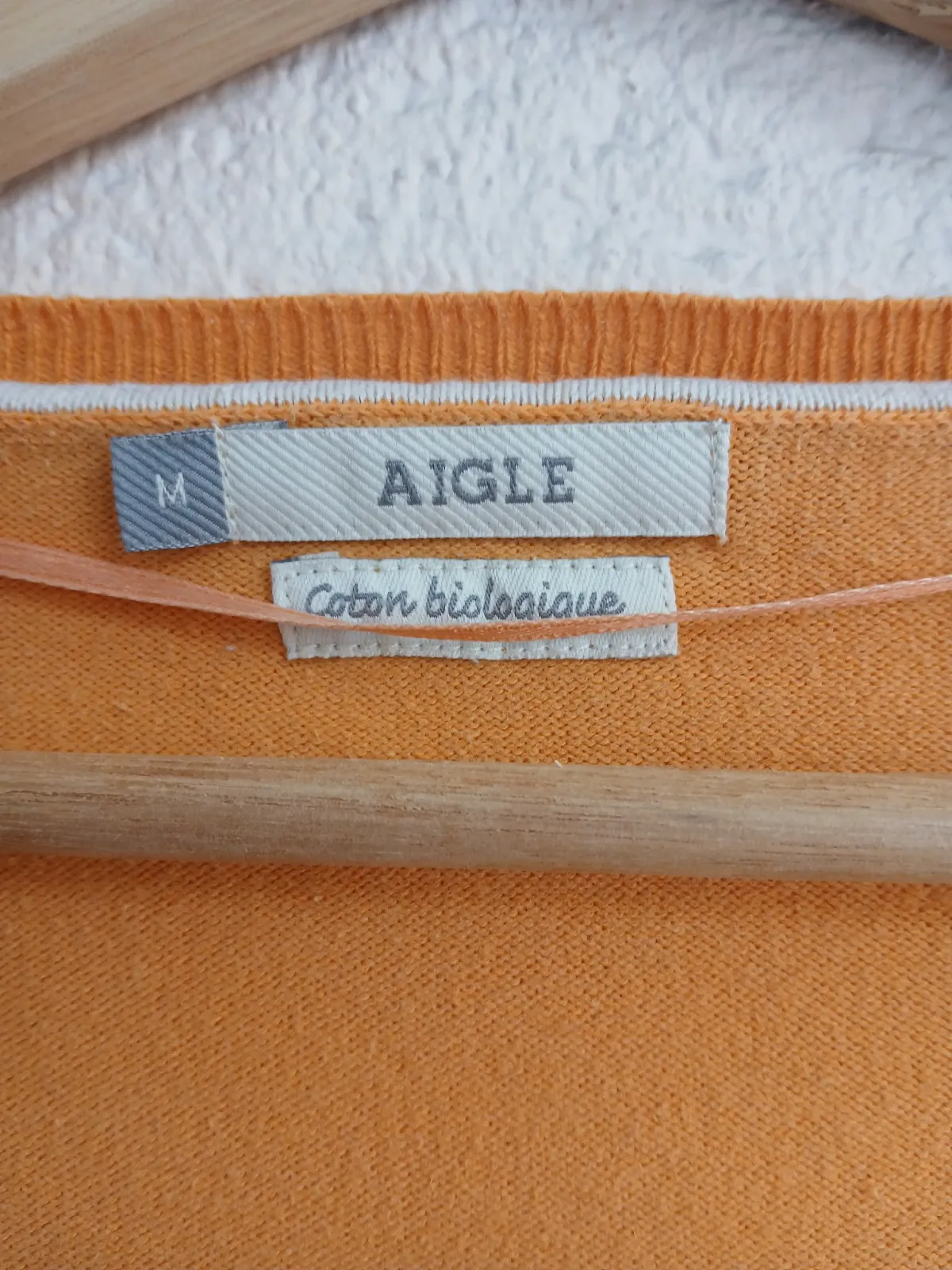 Pull col V Aigle orange taille M, coton bio – Aigle – taille M 4