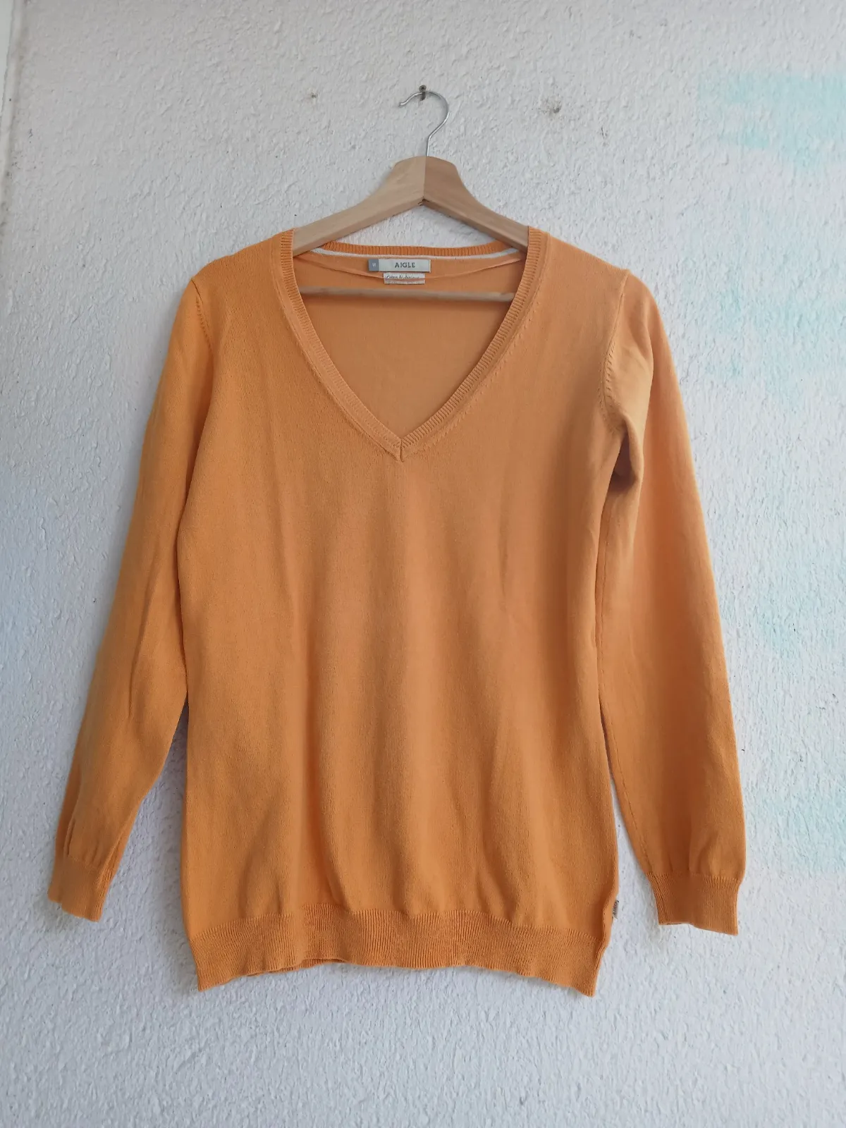Pull col V Aigle orange taille M, coton bio – Aigle – taille M 2