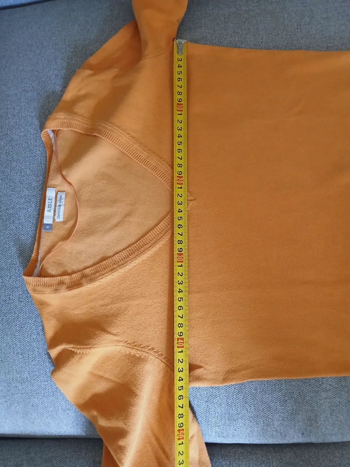 Pull col V Aigle orange taille M, coton bio – Aigle – taille M 8