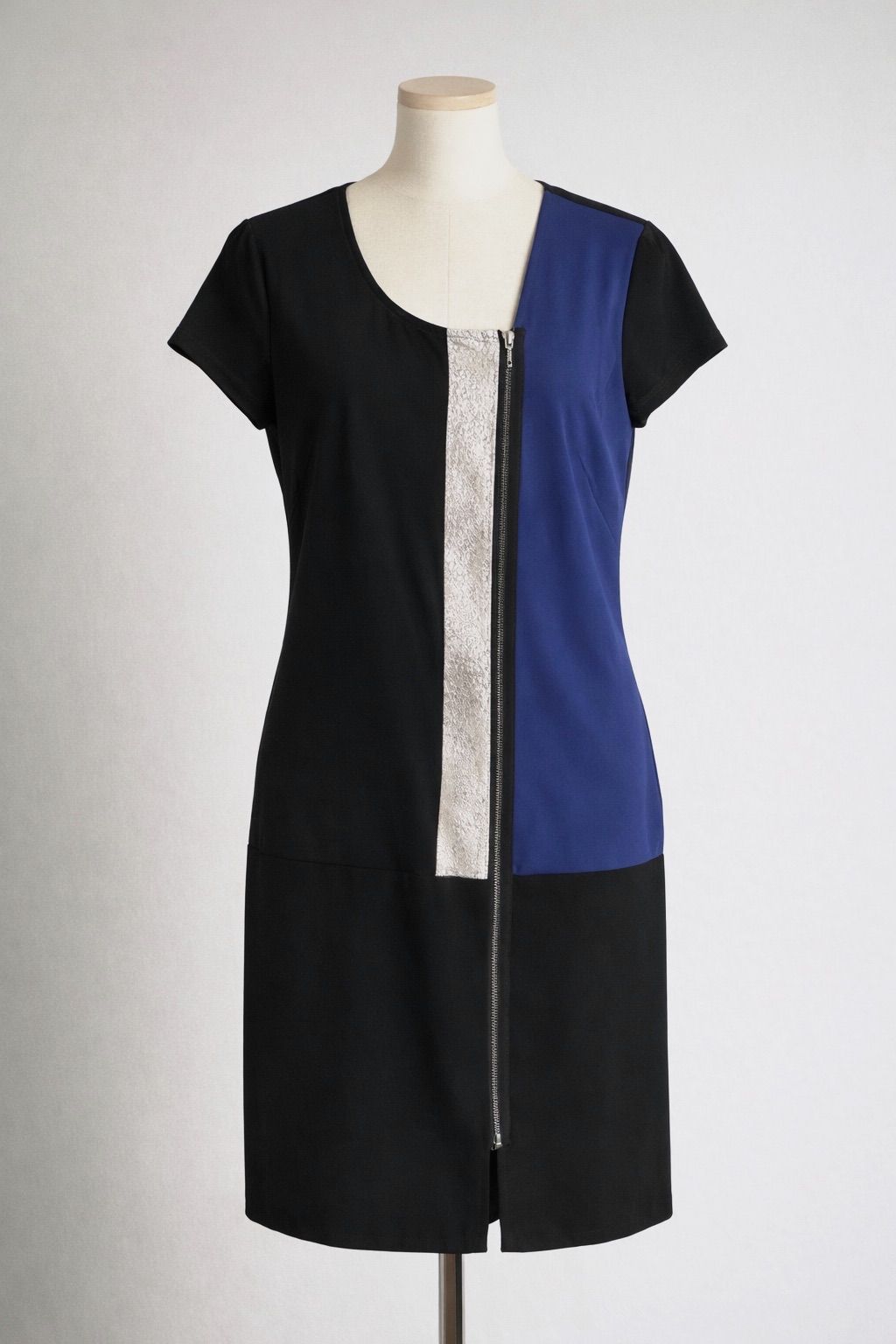Miss Captain Trend robe T-shirt 42 noir/bleu color block zip – Miss captain trend – taille XL 5