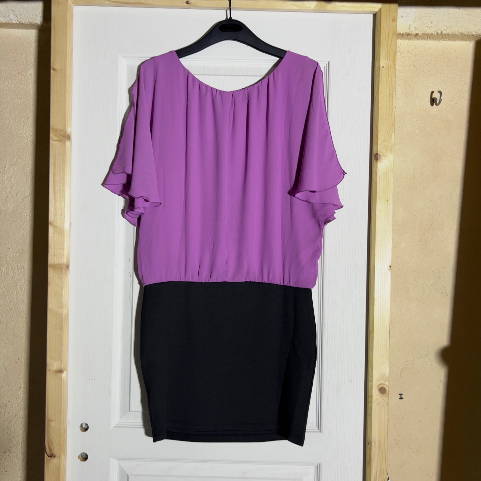 Melrose robe moulante femme 38 violet/noir col rond perlé épaules dénudées – Melrose – taille M 2