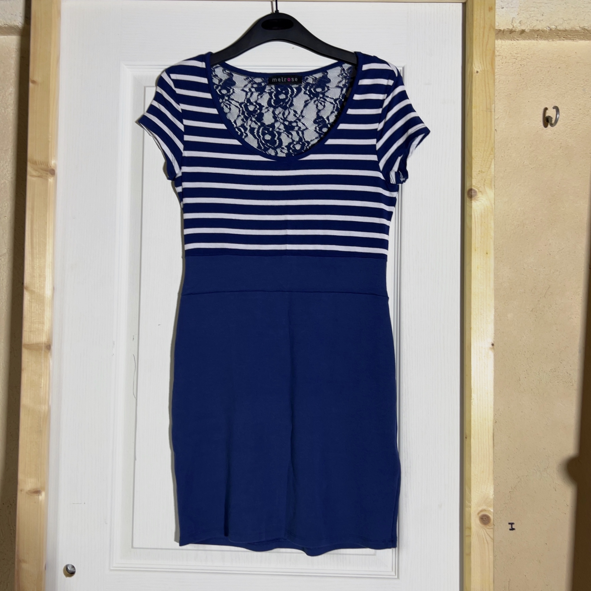 Robe marinière ajustée Melrose bleu marine et blanche - Taille 38