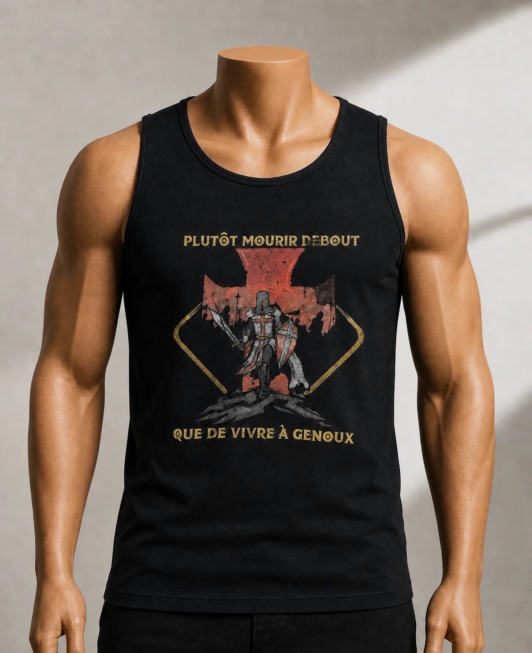 Débardeur noir SOL'S - "Plutôt mourir debout que de vivre à genoux" - Taille M – SOL'S – taille M 5