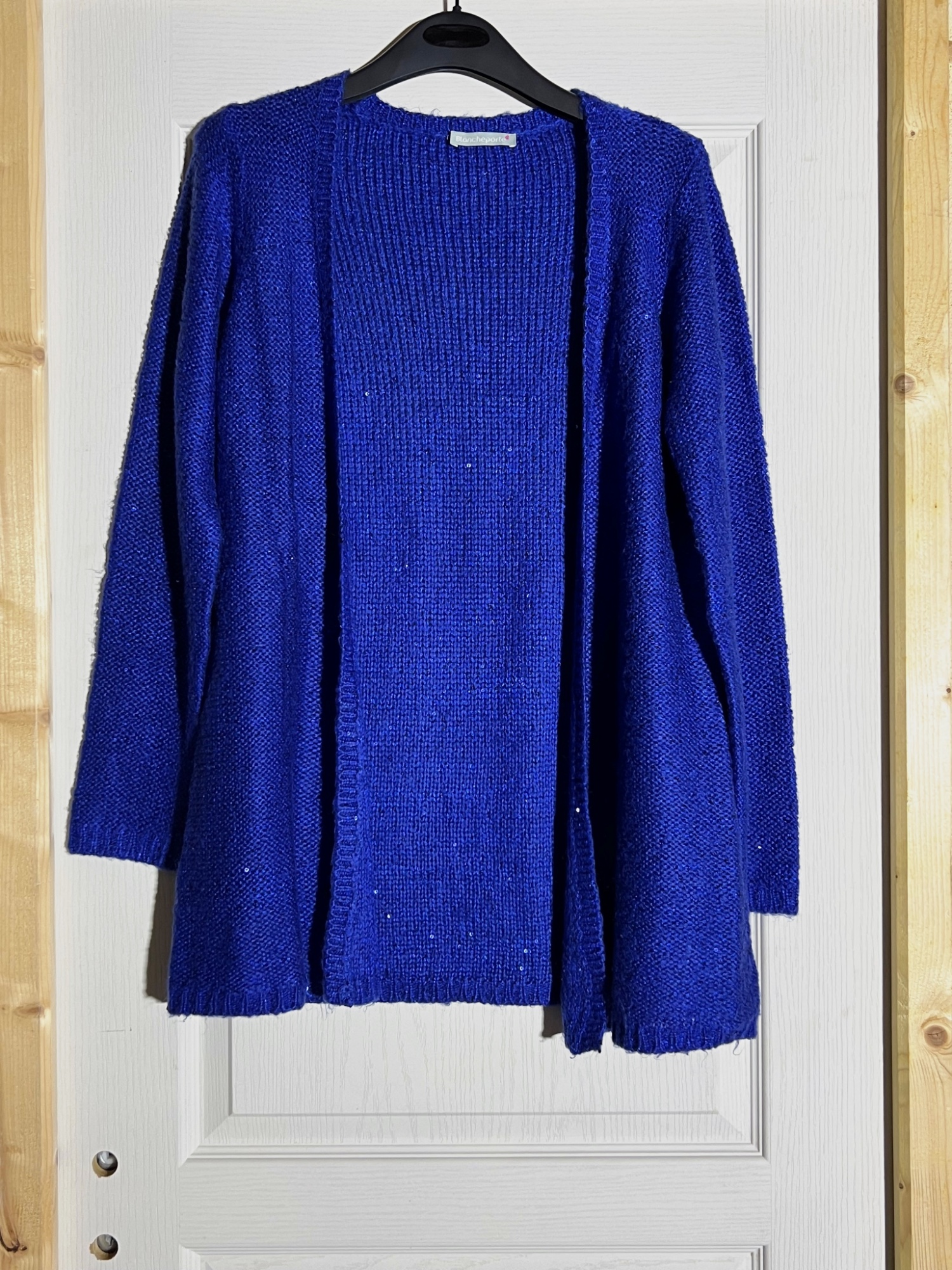 Gilet ouvert bleu électrique pailleté Blancheporte M (38/40)