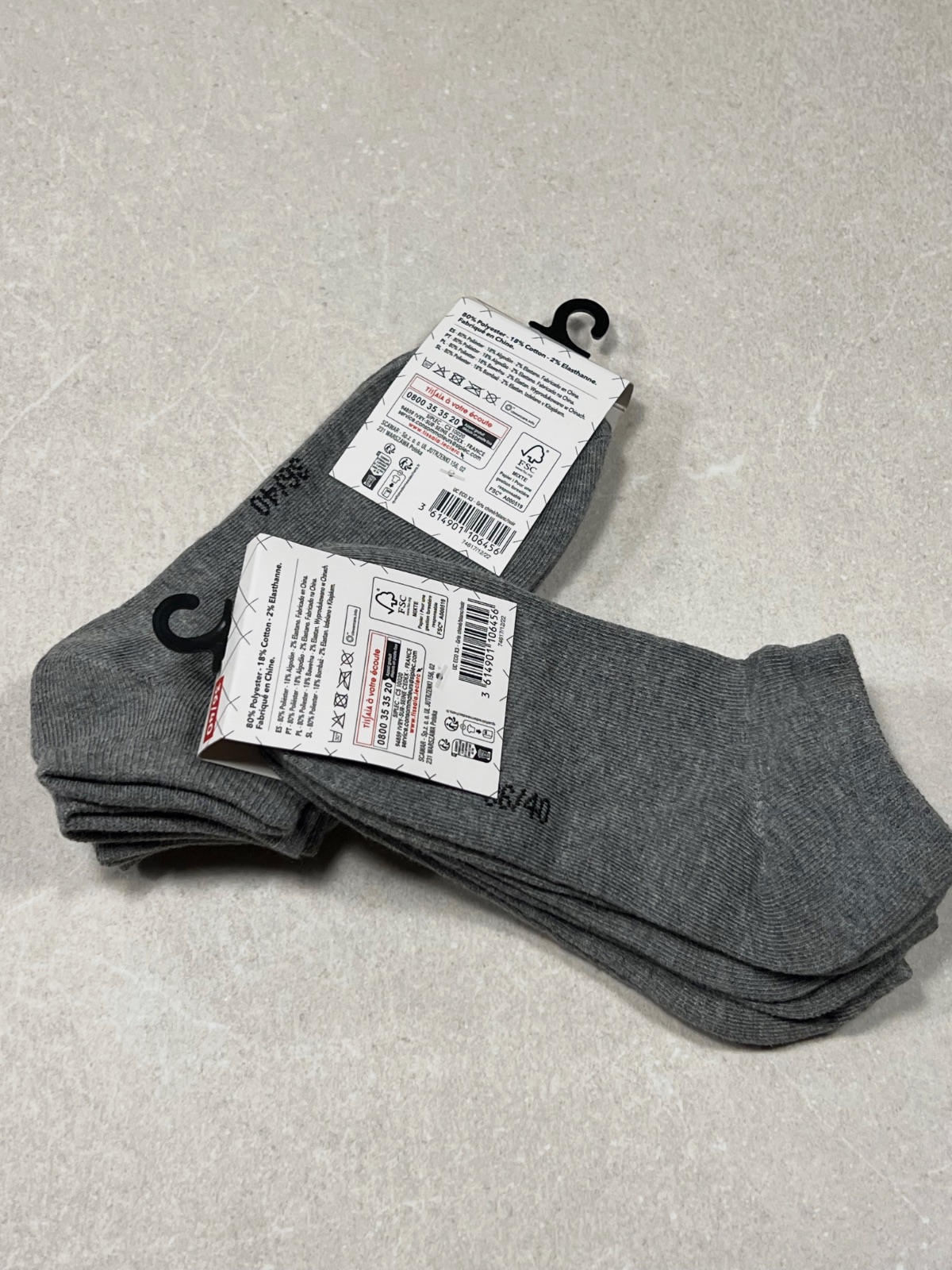 Lot de 6 paires de socquettes grises Tissaia - Neuves - Taille 36/40 – Tissaia – taille M 2
