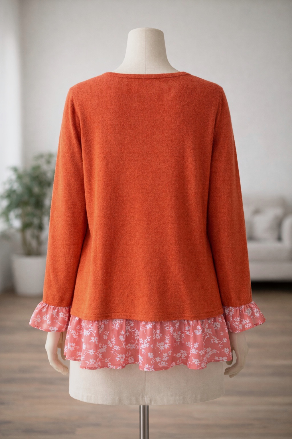 Pulls 2-en-1 rose corail avec volant fleuri – Taille 42/44 – Blancheporte – Blancheporte – taille L 6