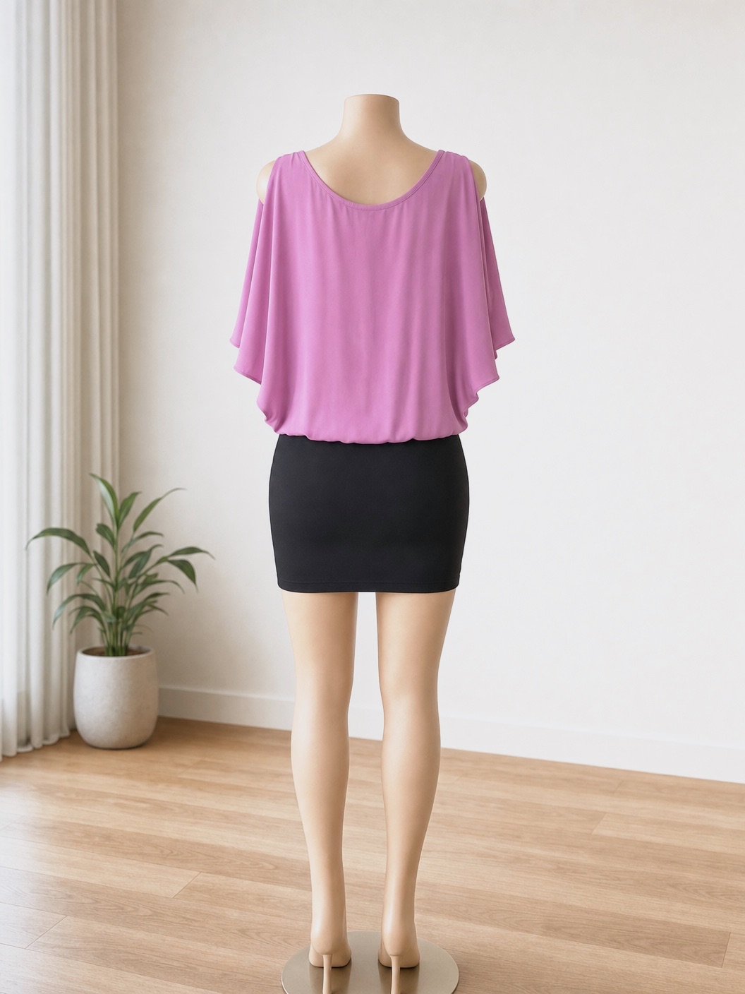 Melrose robe moulante femme 38 violet/noir col rond perlé épaules dénudées – Melrose – taille M 4
