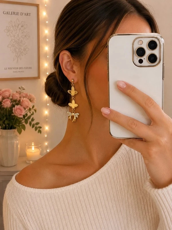 Boucles d’oreilles papillon dorées 🦋🦋Acier inoxydable – Fait Main 2