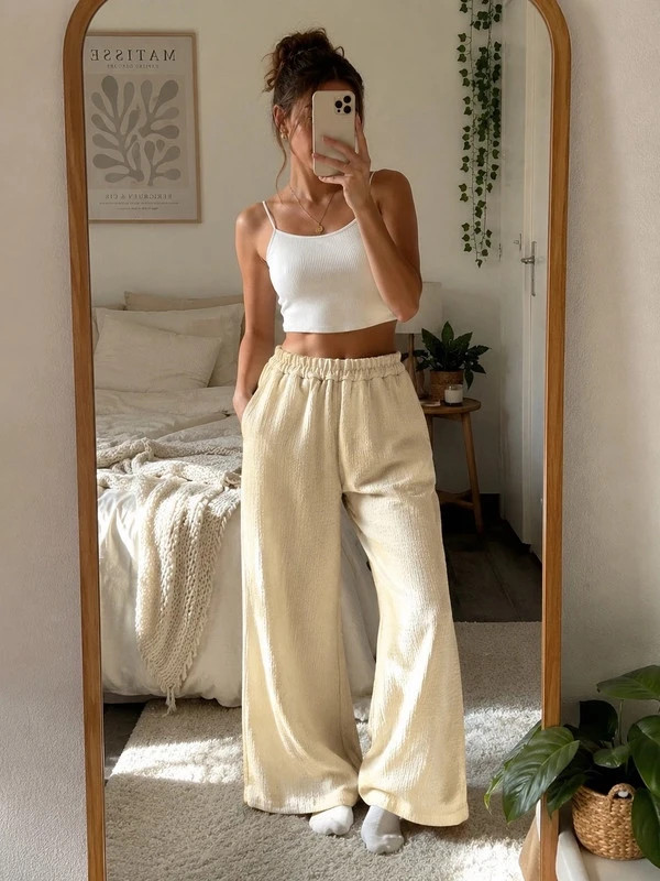 Pantalon beige large – Shein – taille XS / 34 / 6 2