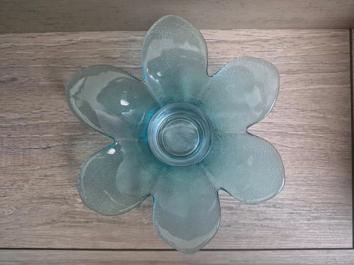 Photophore en verre vintage en forme de fleur à six pétales , fleur: 16 cm de di – sans marque 3