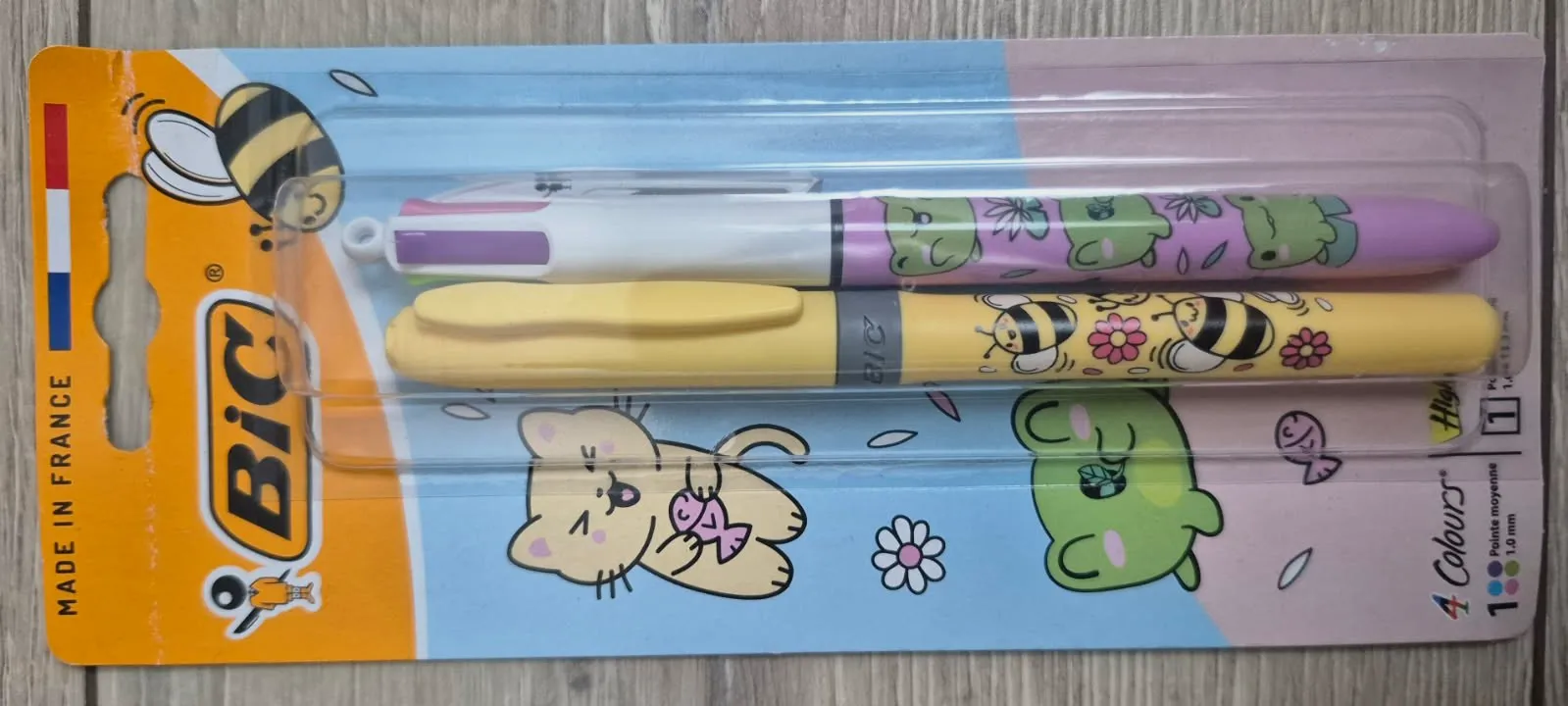  Stylo 4 Couleurs Kawaii Pastel + surligneur Grip neuf / MD1820 – BIC 3