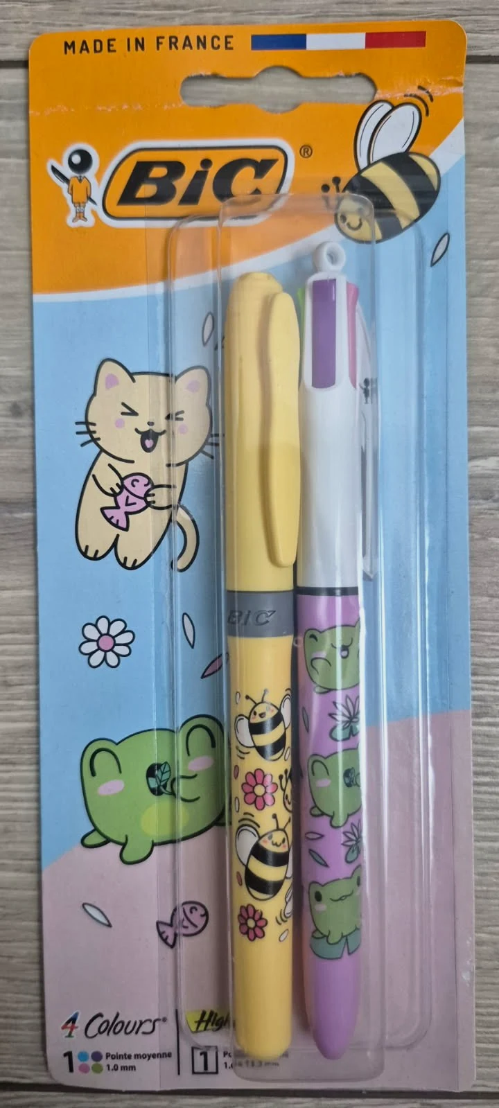  Stylo 4 Couleurs Kawaii Pastel + surligneur Grip neuf / MD1820