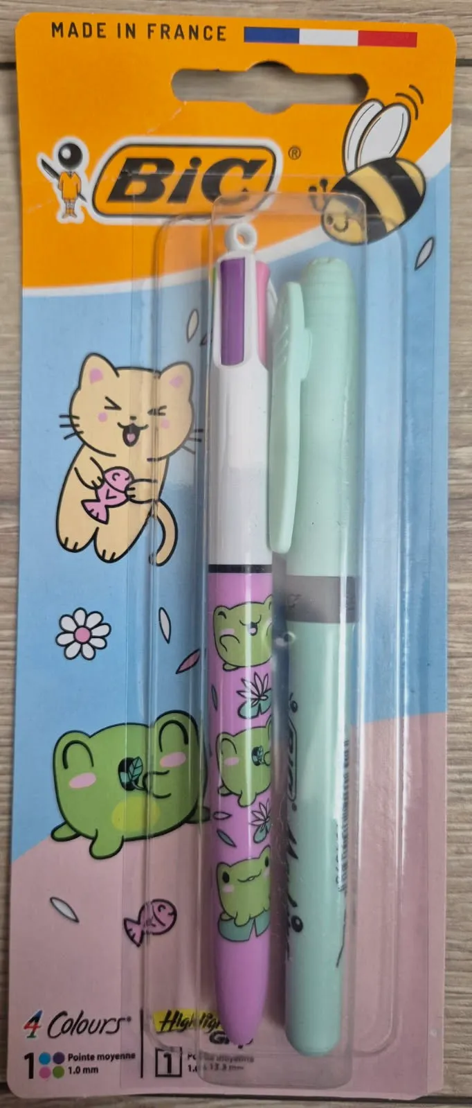 Stylo 4 Couleurs Kawaii Pastel + surligneur Grip neuf / MD1820