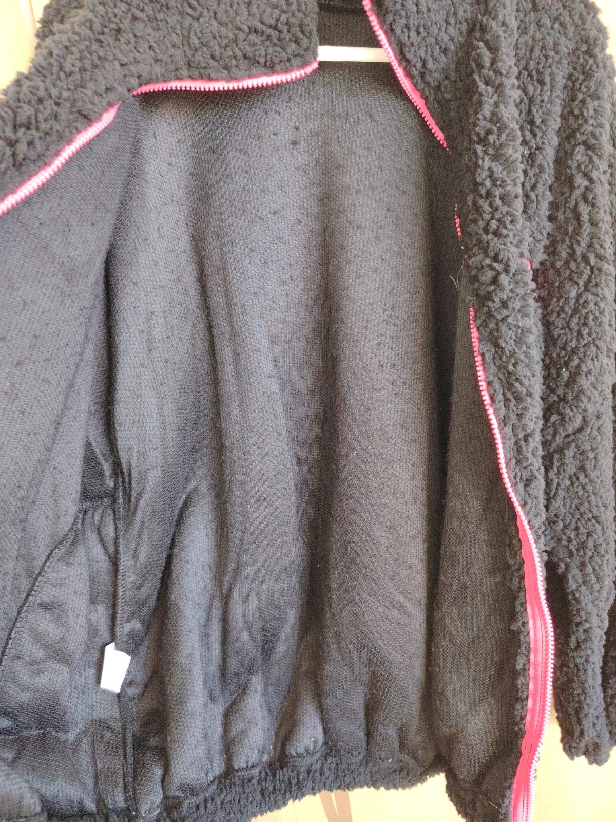 Chaqueta de borrego negra con cremallera rosa fucsia Talla Única – taille Taille unique 5
