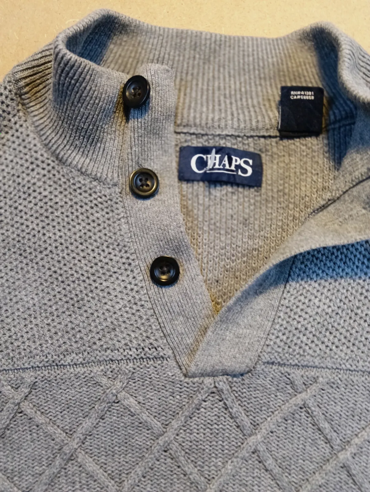 Pull à col montant Chaps gris en maille – Chaps – taille L 4