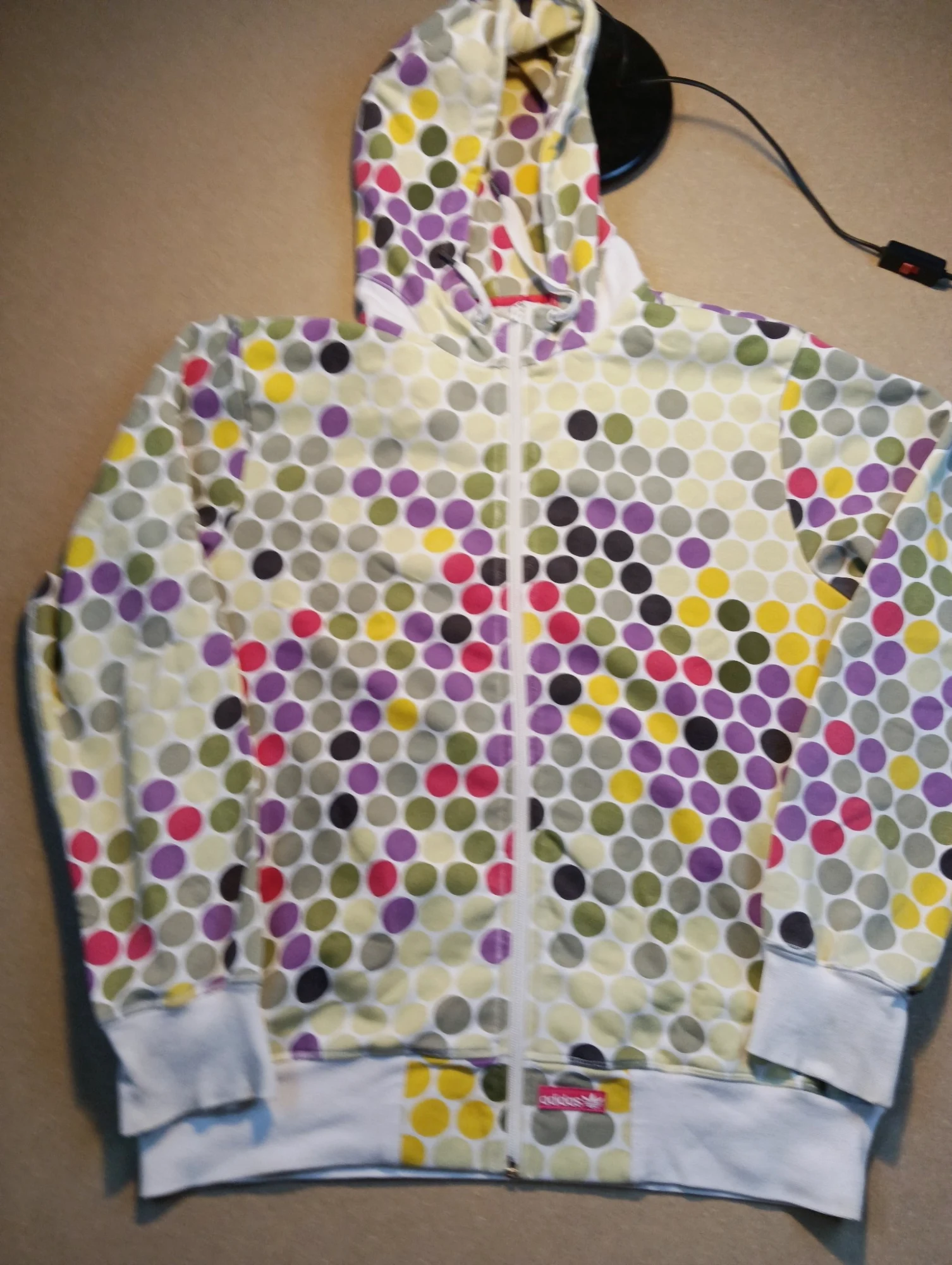 Sweat à capuche zippé à pois multicolores