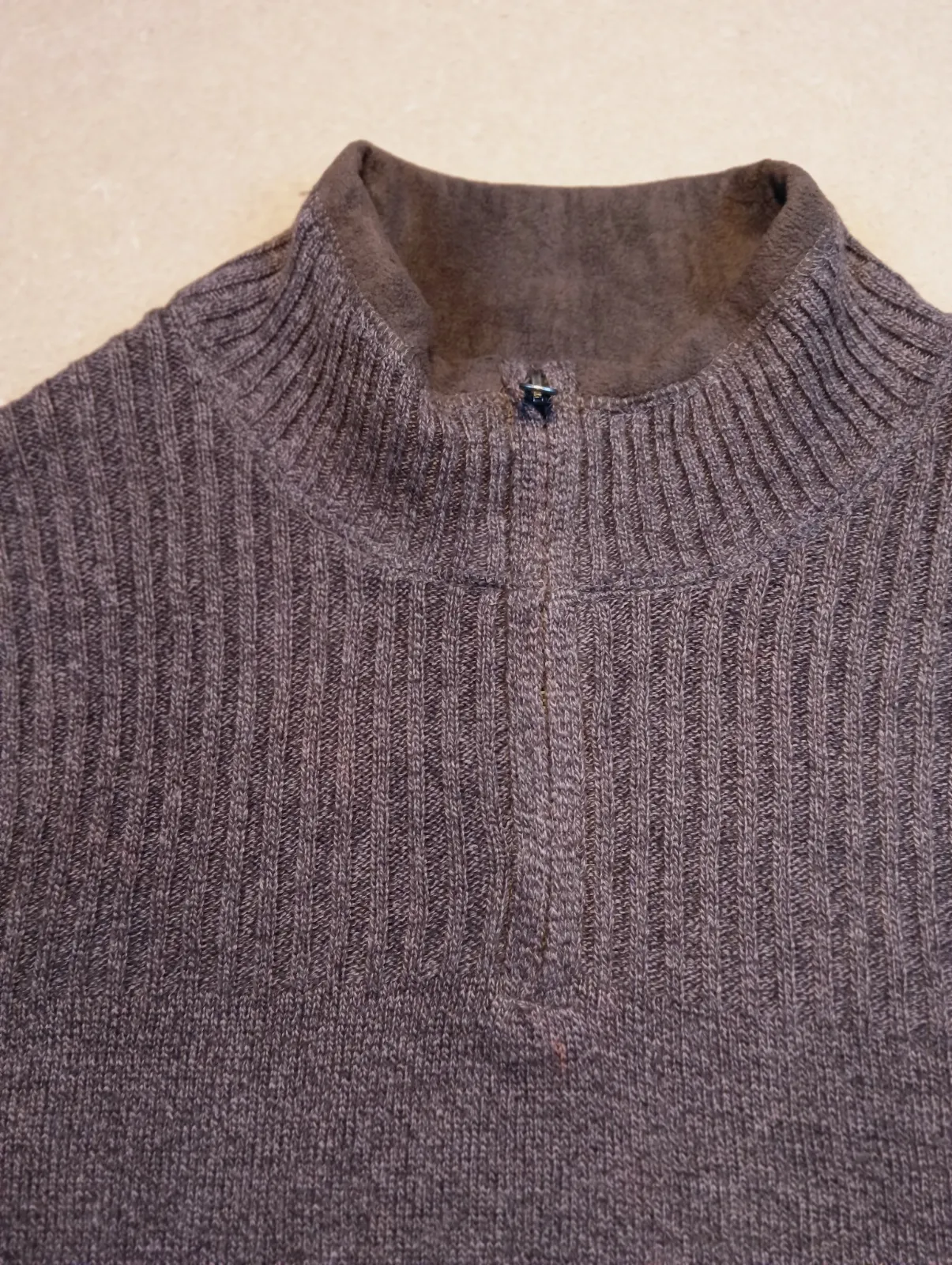 Pull col camionneur zippé en maille gris chiné – Dockers – taille XL 3