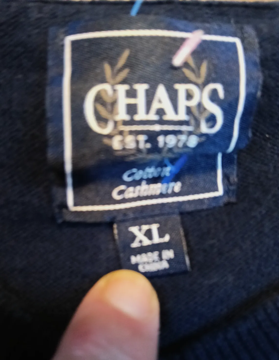 Pull col V Chaps bleu marine – Chaps – taille S 3