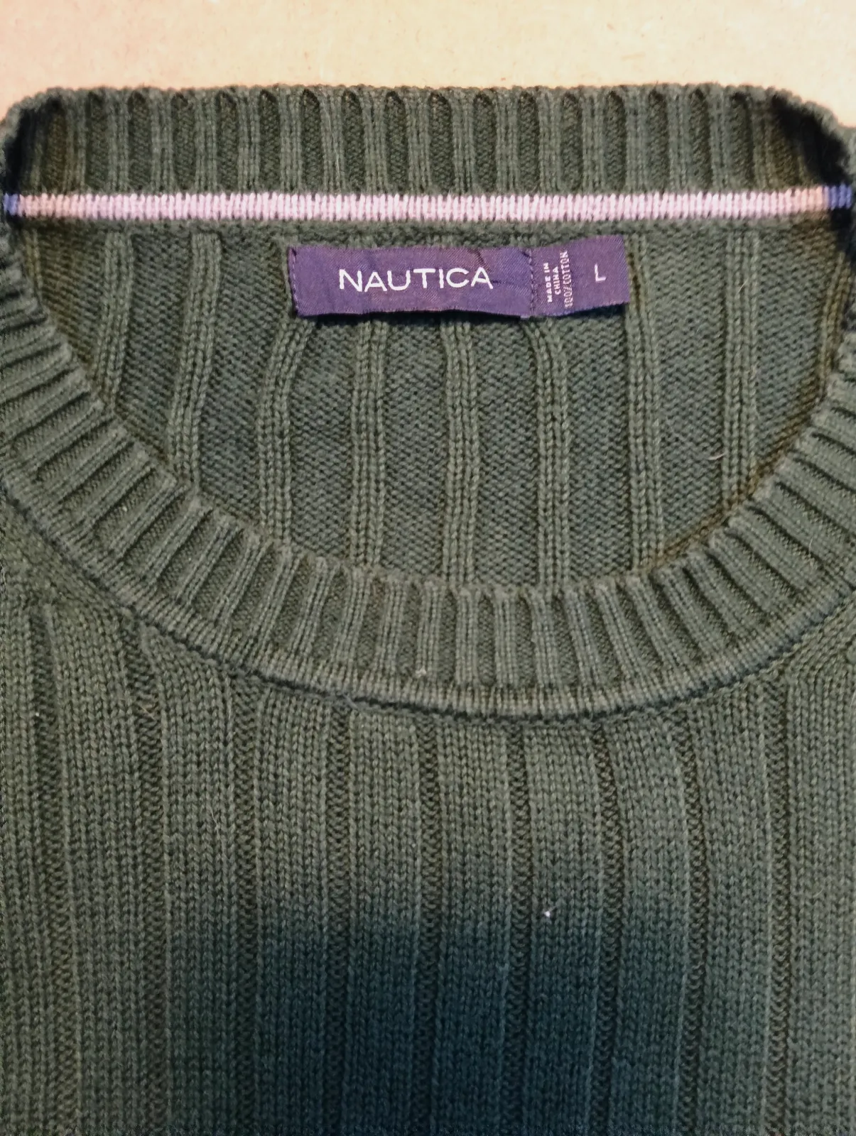 Pull en maille côtelée vert Nautica – Nautica – taille L 3
