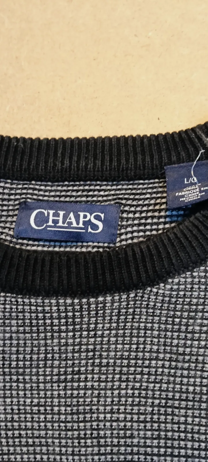 Pull en maille bicolore Chaps noir et gris – Chaps – taille L 3