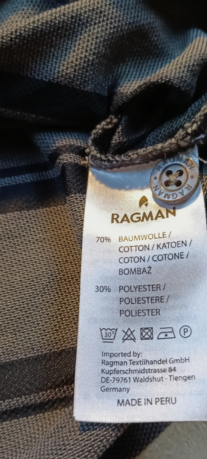 Polo manches  Ragman longues rayé gris et noir – Ragman – taille L 5
