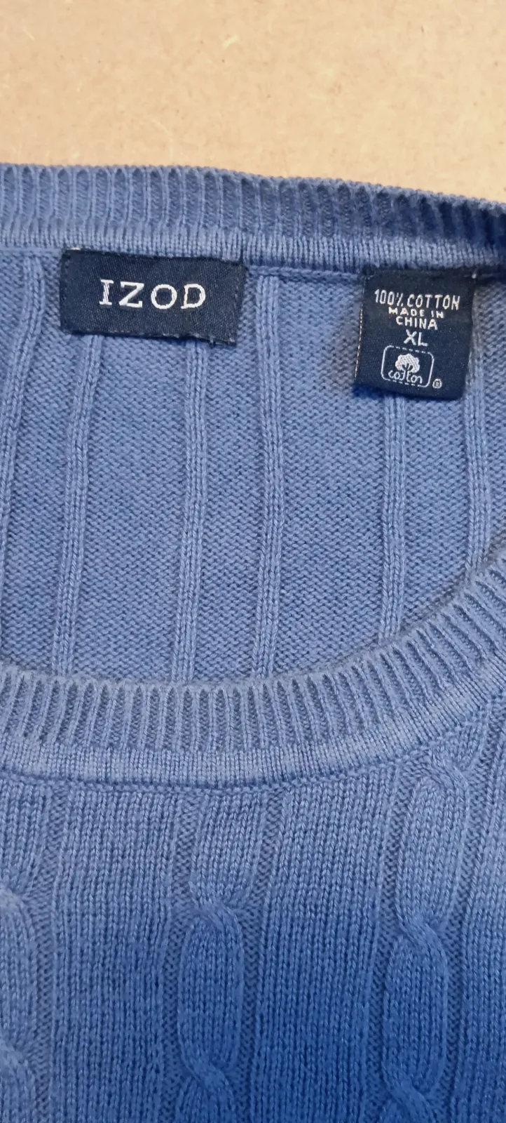 Pull en maille torsadée Izod bleu – Izod – taille XXL 4