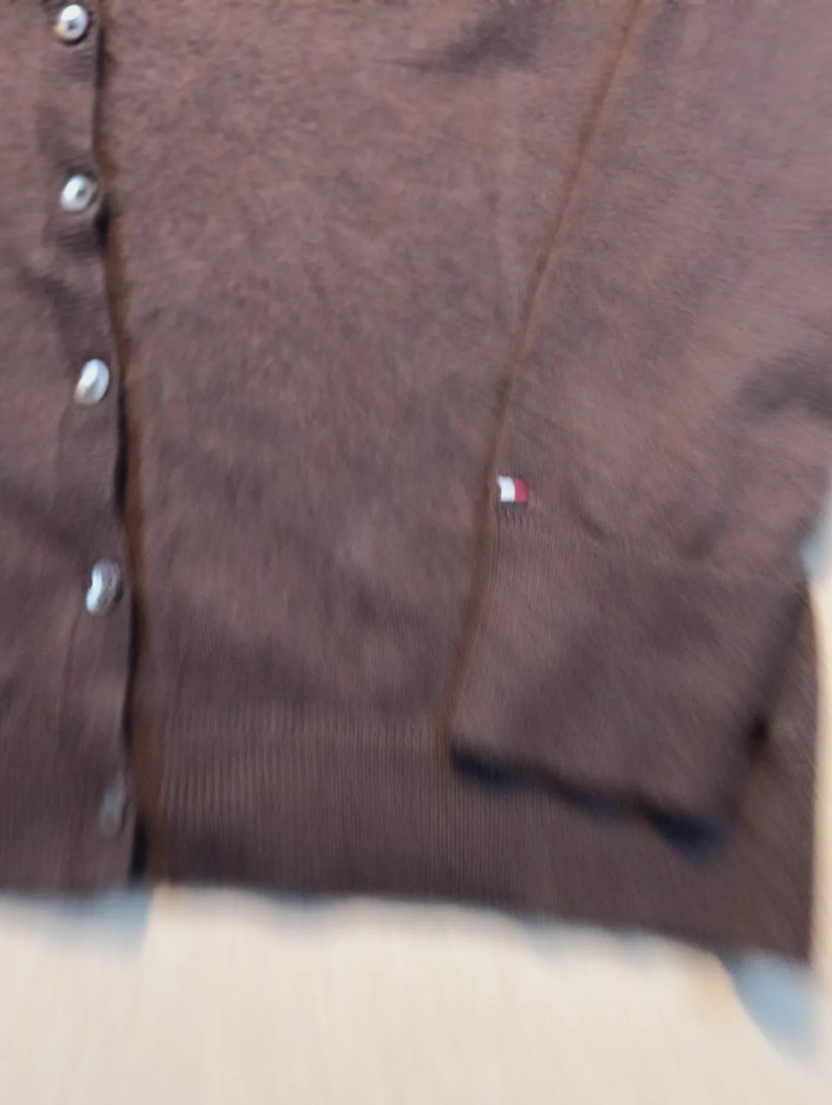 Gilet cardigan Tommy Hilfiger marron en maille – Tommy Hilfiger – taille S 4
