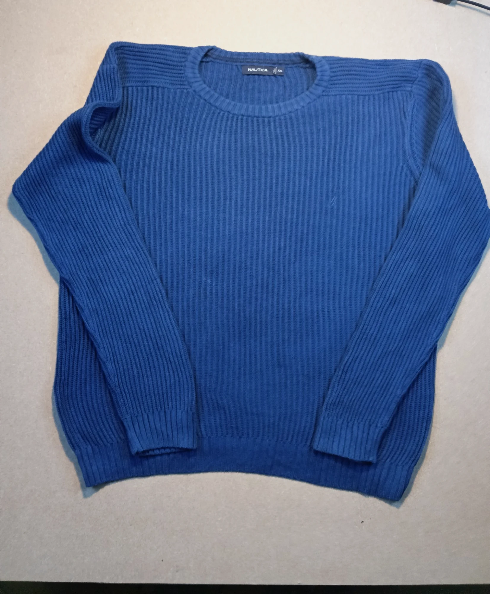 Pull col rond en maille Nautica bleu