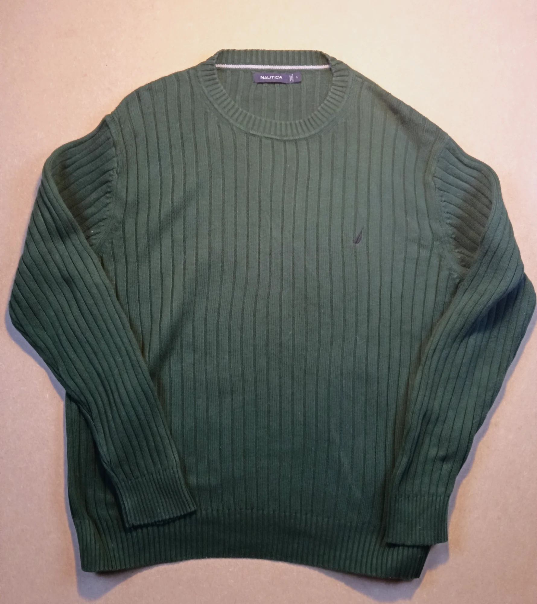 Pull en maille côtelée vert Nautica