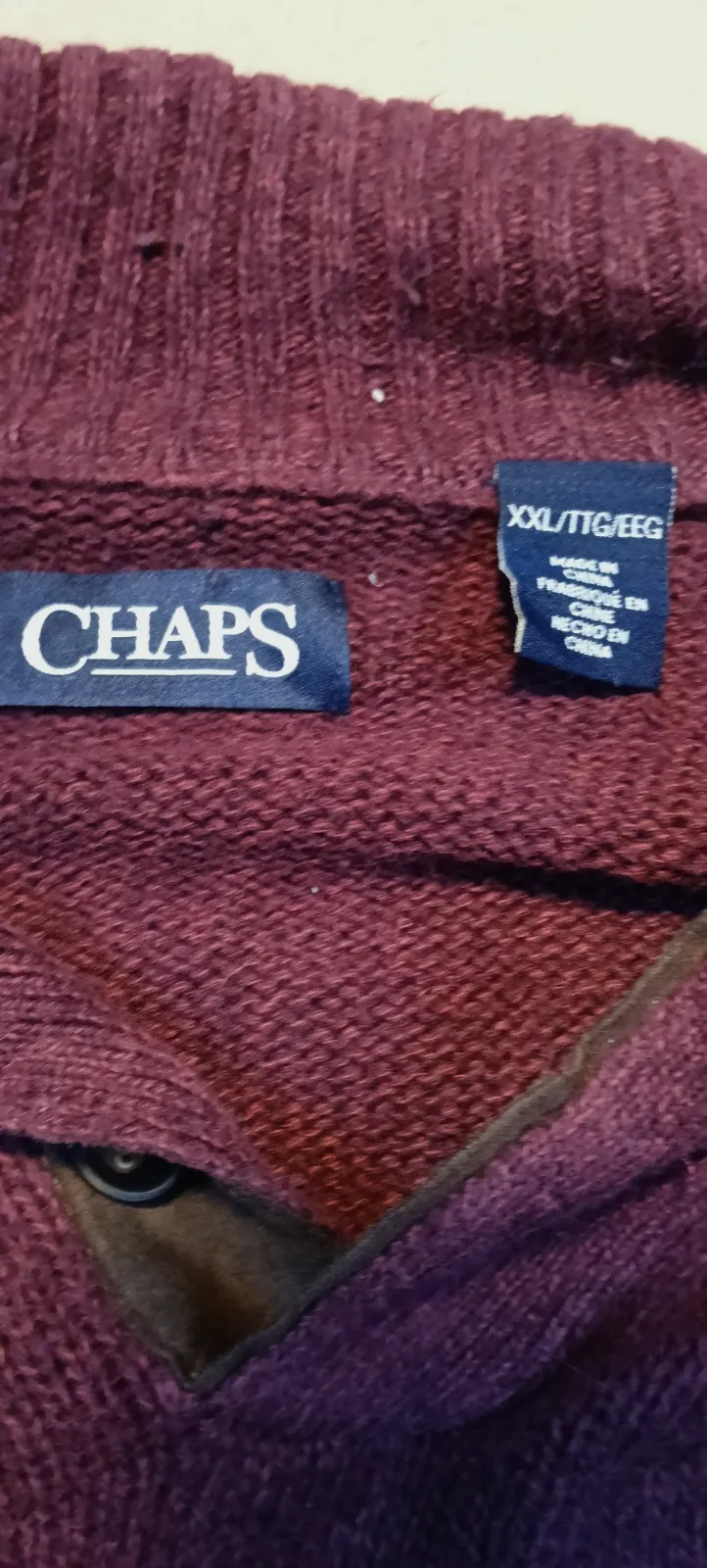 Pull col montant zippé bordeaux – Chaps – taille XXL 4