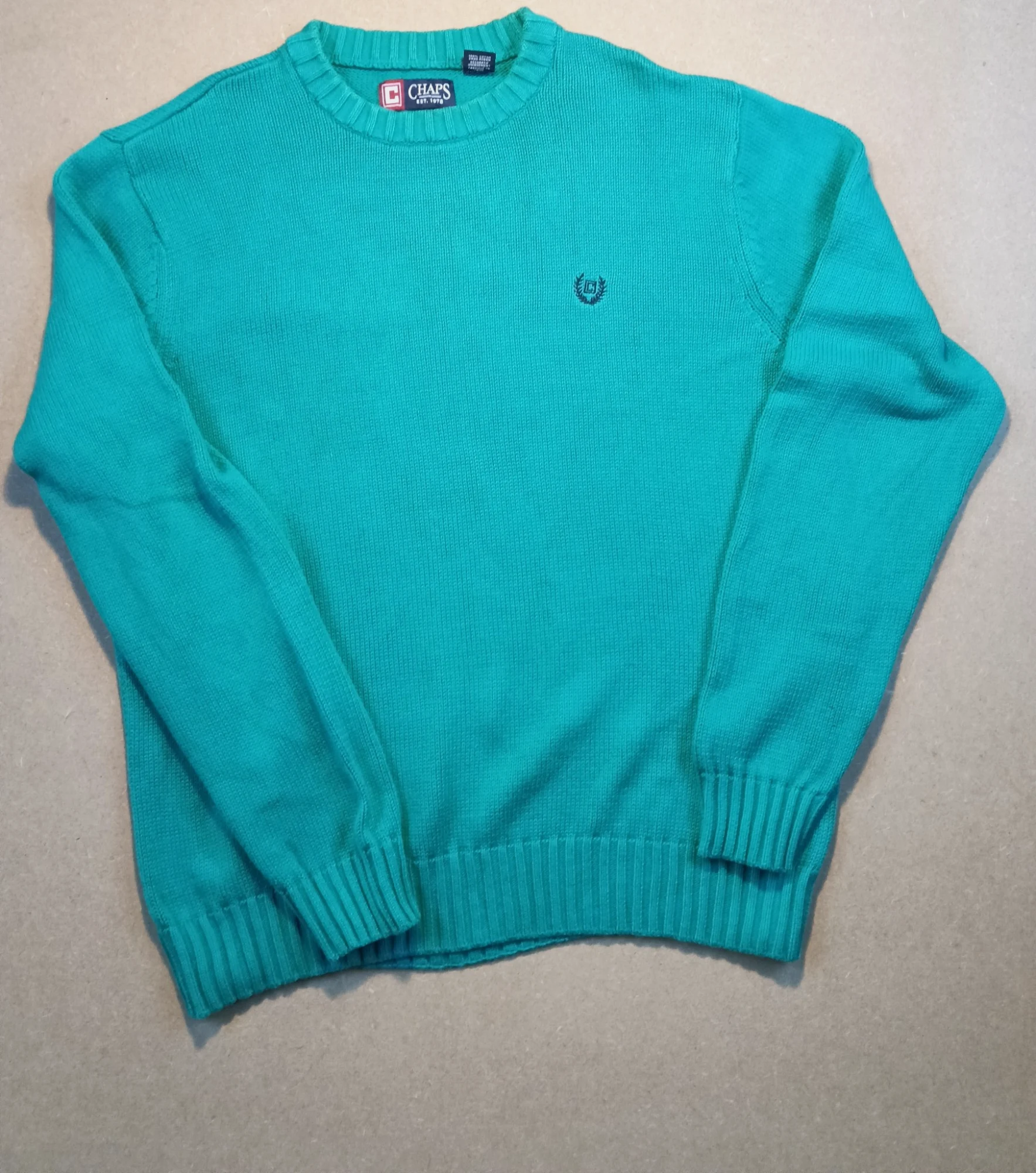 Pull Chaps col ras du cou turquoise