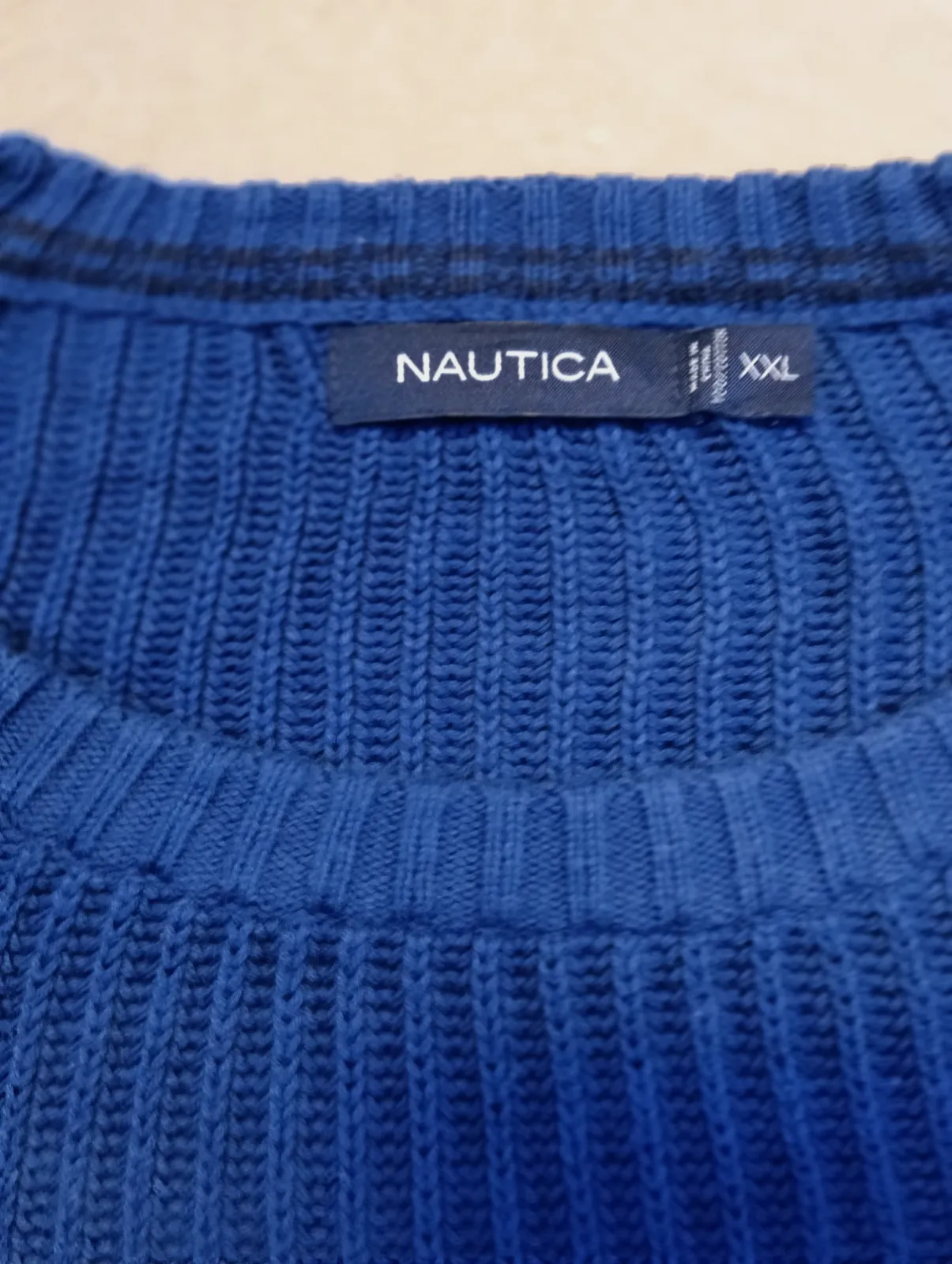 Pull col rond en maille Nautica bleu – Nautica – taille XXL 3