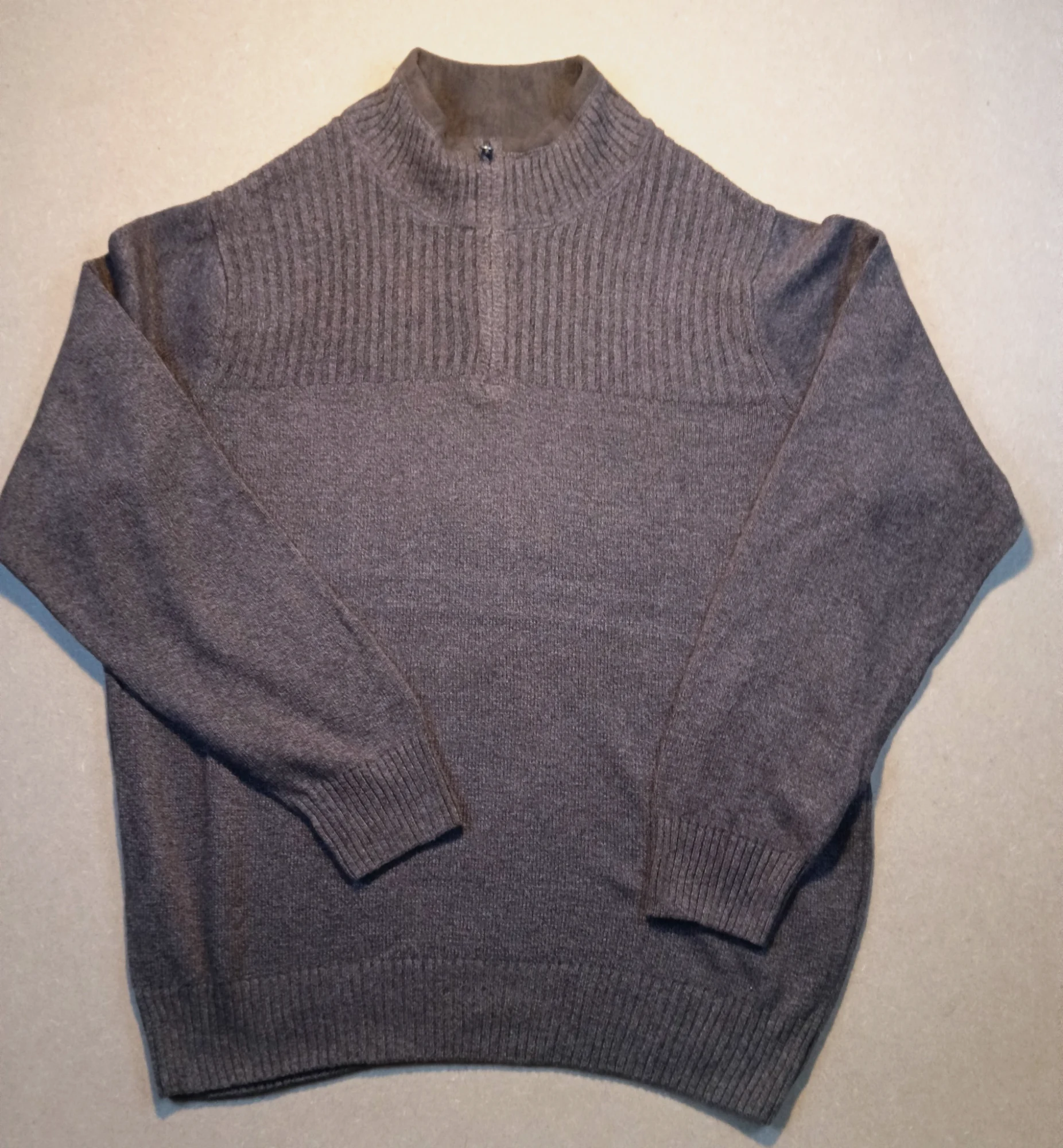 Pull col camionneur zippé en maille gris chiné