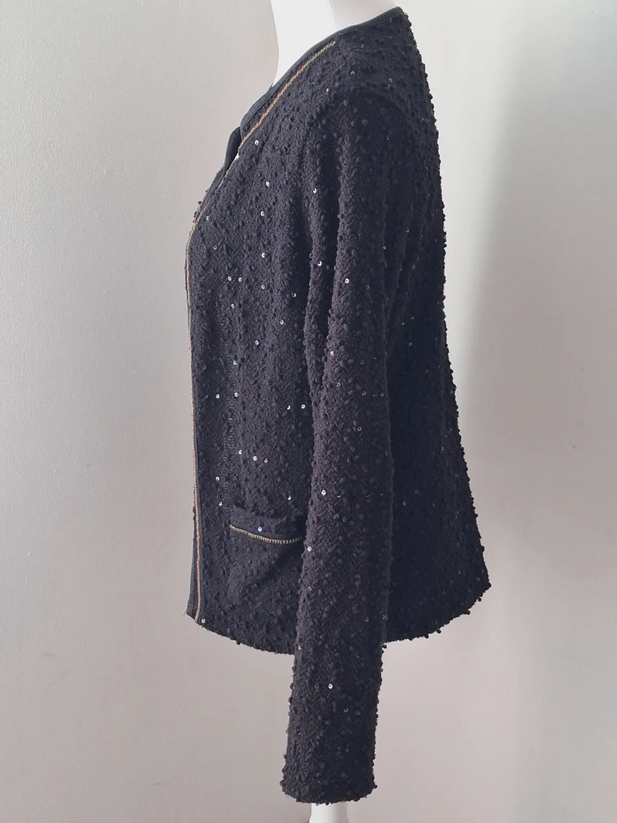 Veste noire en tweed à paillettes – Gémo – taille XL 2
