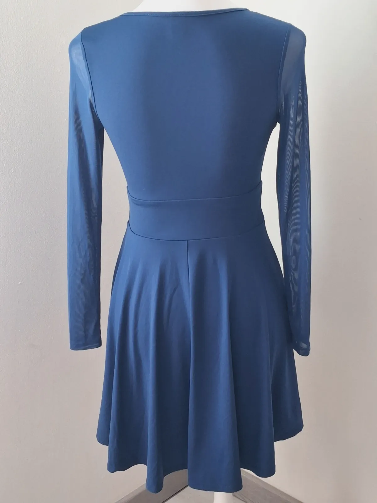 Robe courte bleue col V manches transparentes – Shein – taille XS 3