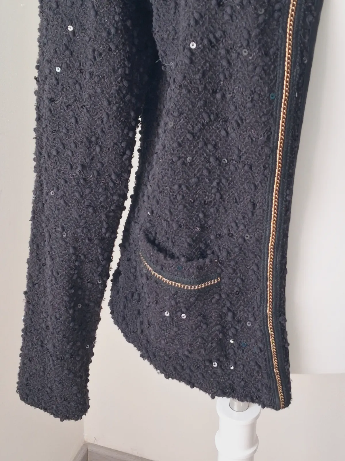 Veste noire en tweed à paillettes – Gémo – taille XL 4