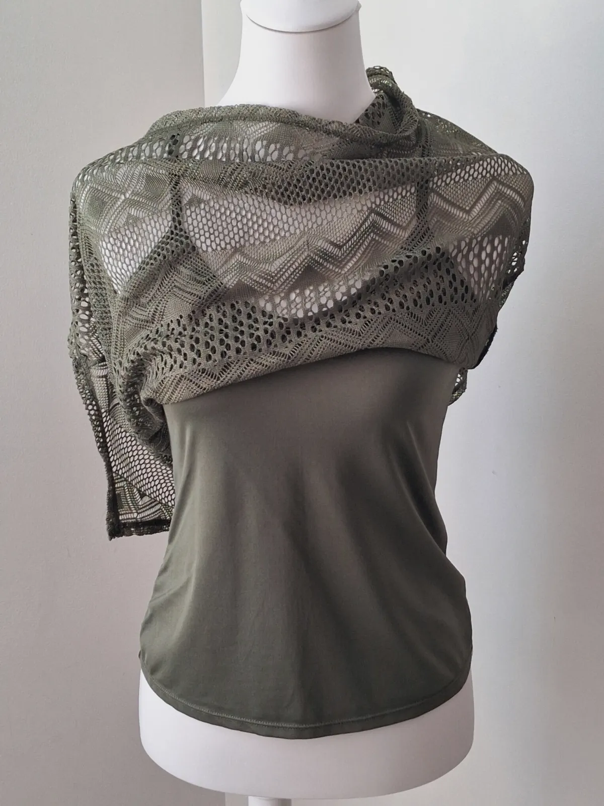 Débardeur vert kaki en maille crochet ajourée – Mosquitos – taille XS 4