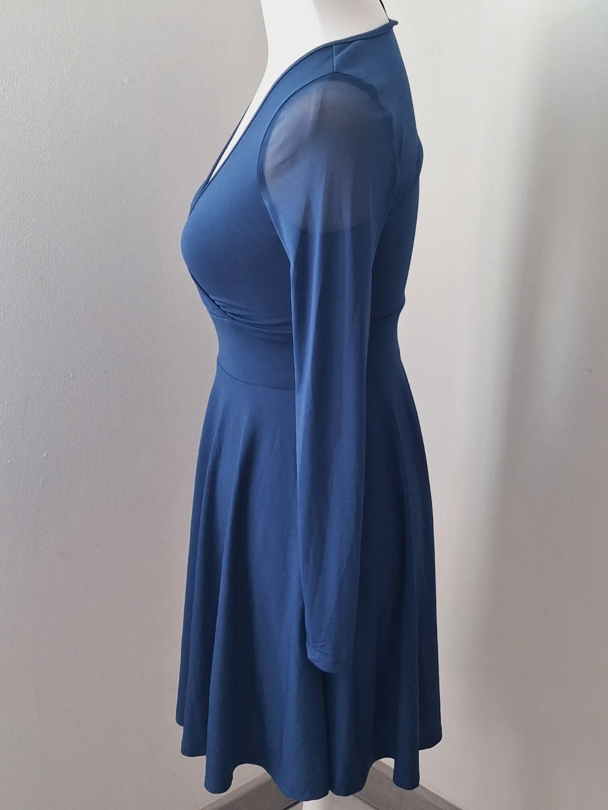 Robe courte bleue col V manches transparentes – Shein – taille XS 2