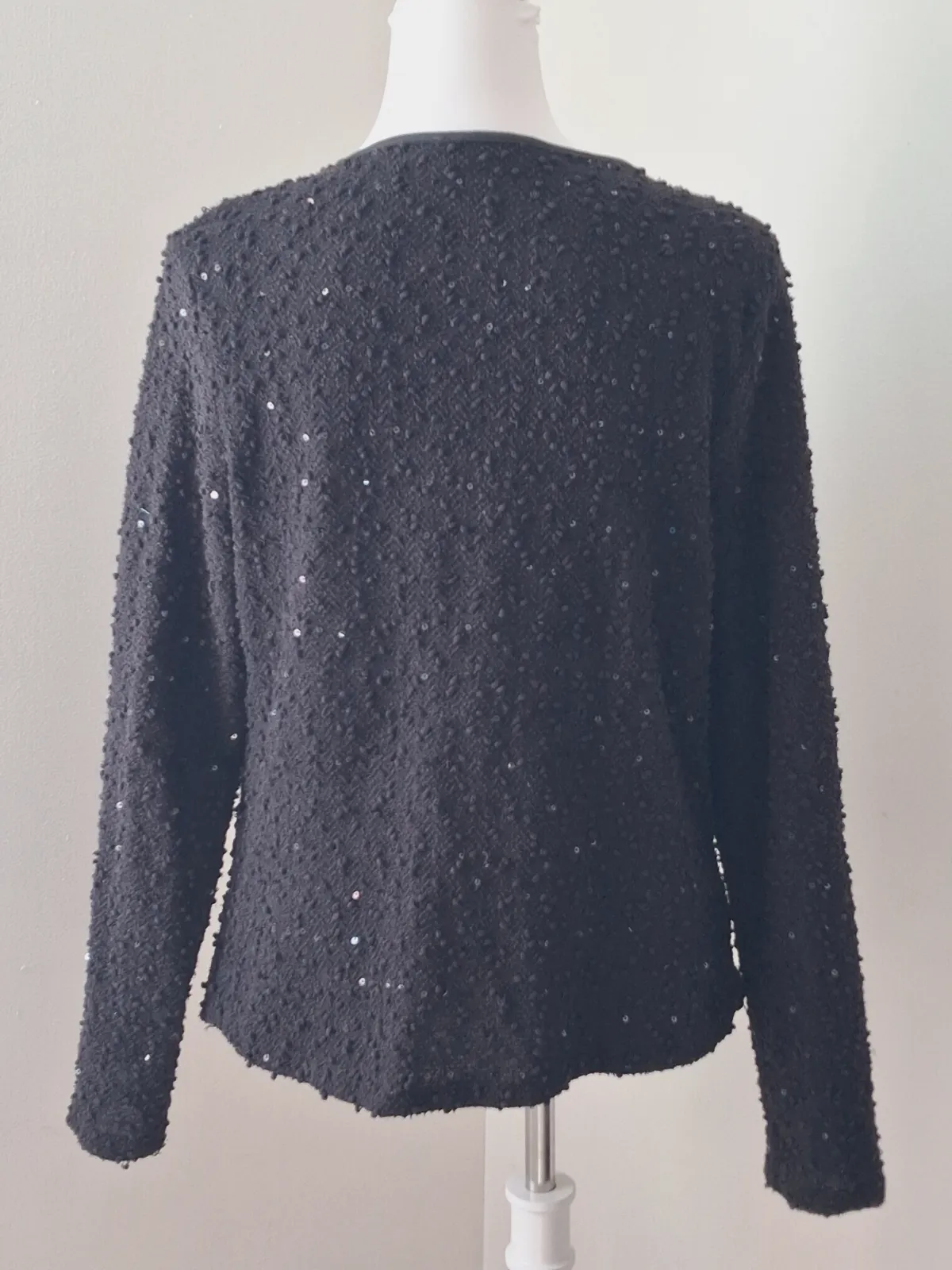 Veste noire en tweed à paillettes – Gémo – taille XL 3