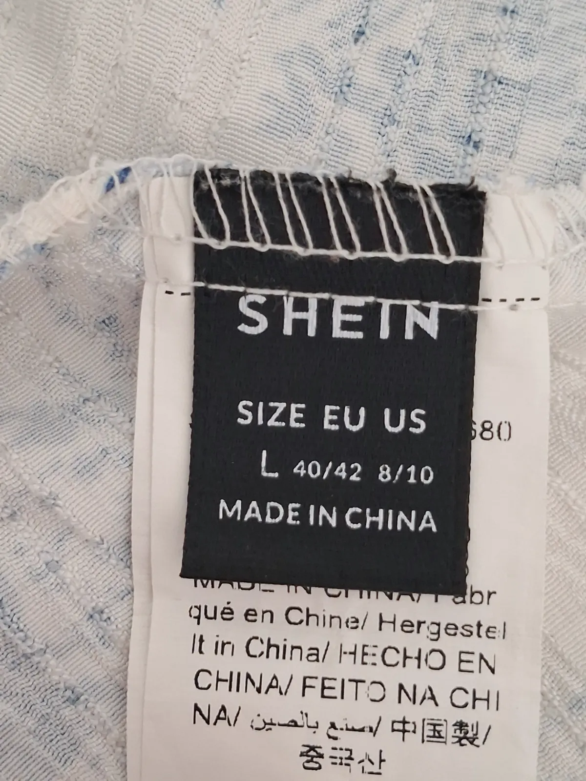 Top caraco à bretelles motif Toile de Jouy bleu et blanc – Shein – taille L 5