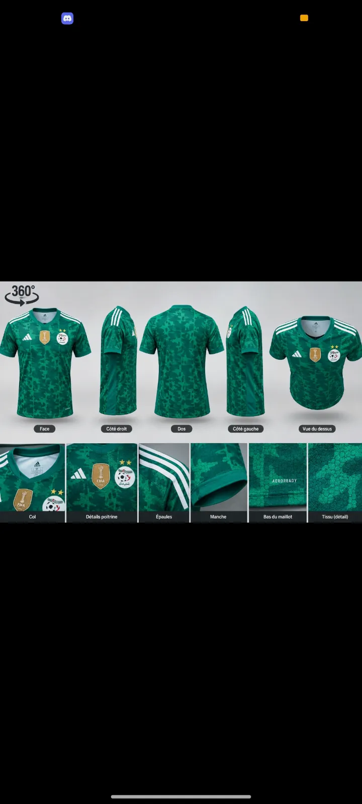 Maillot de football Algérie vert Adidas – Adidas – taille L 3