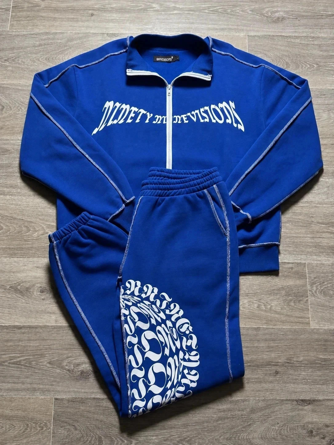 Tracksuit 99Visions Bleu et Blanc Ensemble Goth - Taille L (Pantalon & Veste) – 99visions – taille L