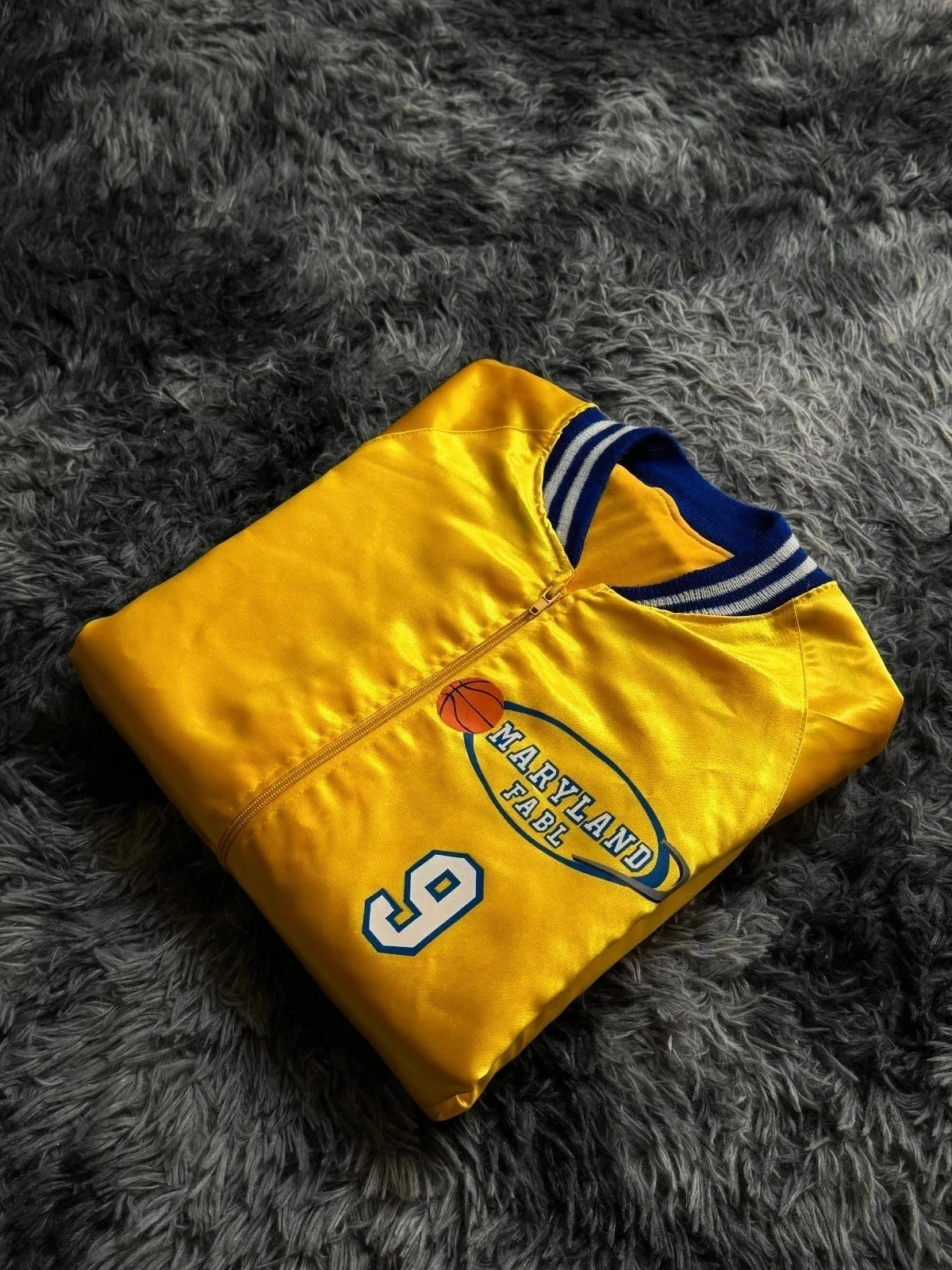 Veste Bomber Varsity Jacket Satin Maryland FABL - Vintage Sport - Jaune Or & Bleu – Maryland FABL – taille S 3