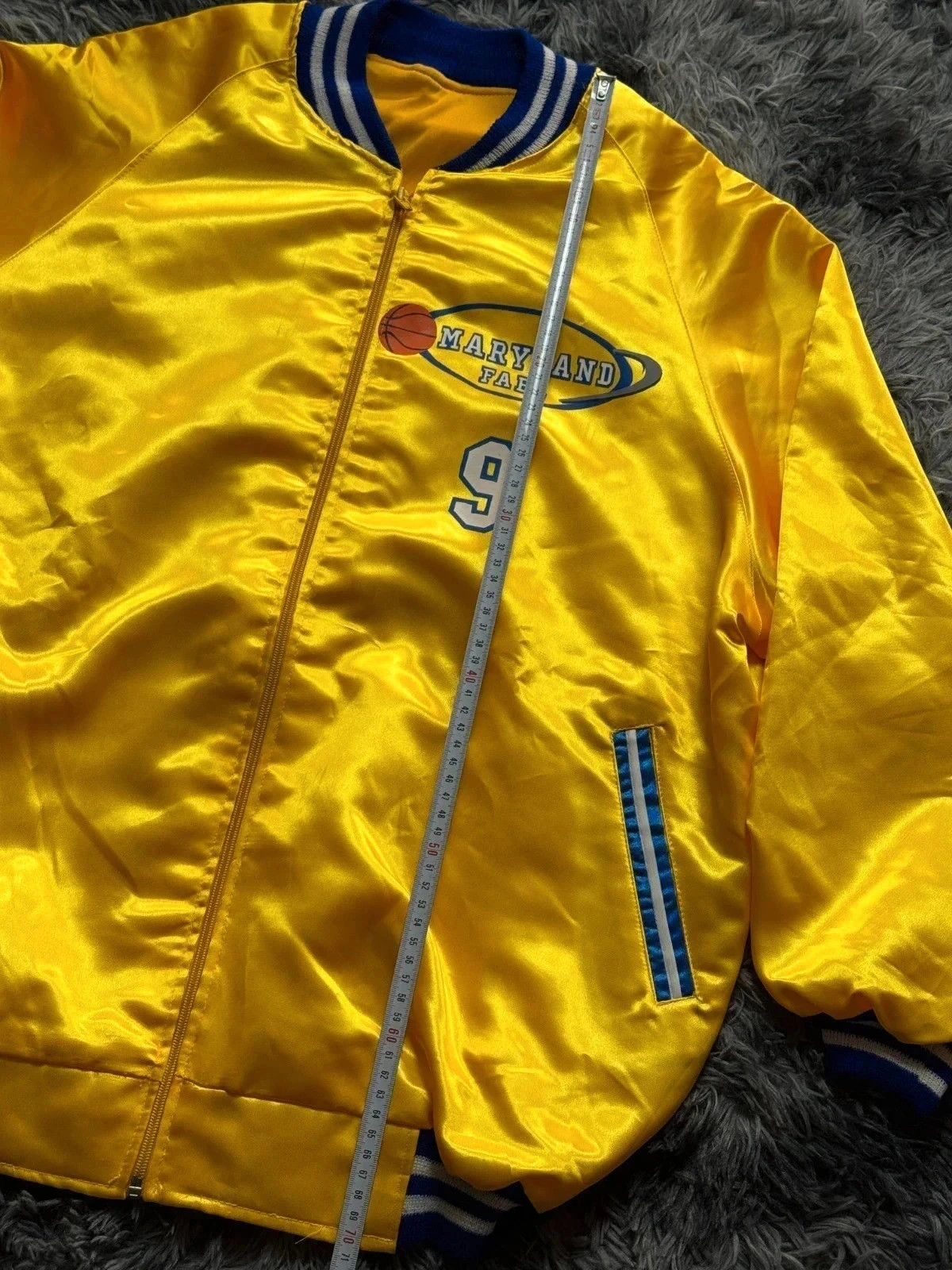 Veste Bomber Varsity Jacket Satin Maryland FABL - Vintage Sport - Jaune Or & Bleu – Maryland FABL – taille S 5