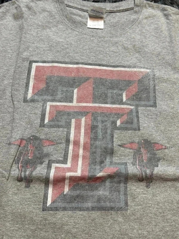 T-shirt Vintage Texas Tech Red Raiders Gris Tate 4 NCAA XL – Gildan – taille XL 5