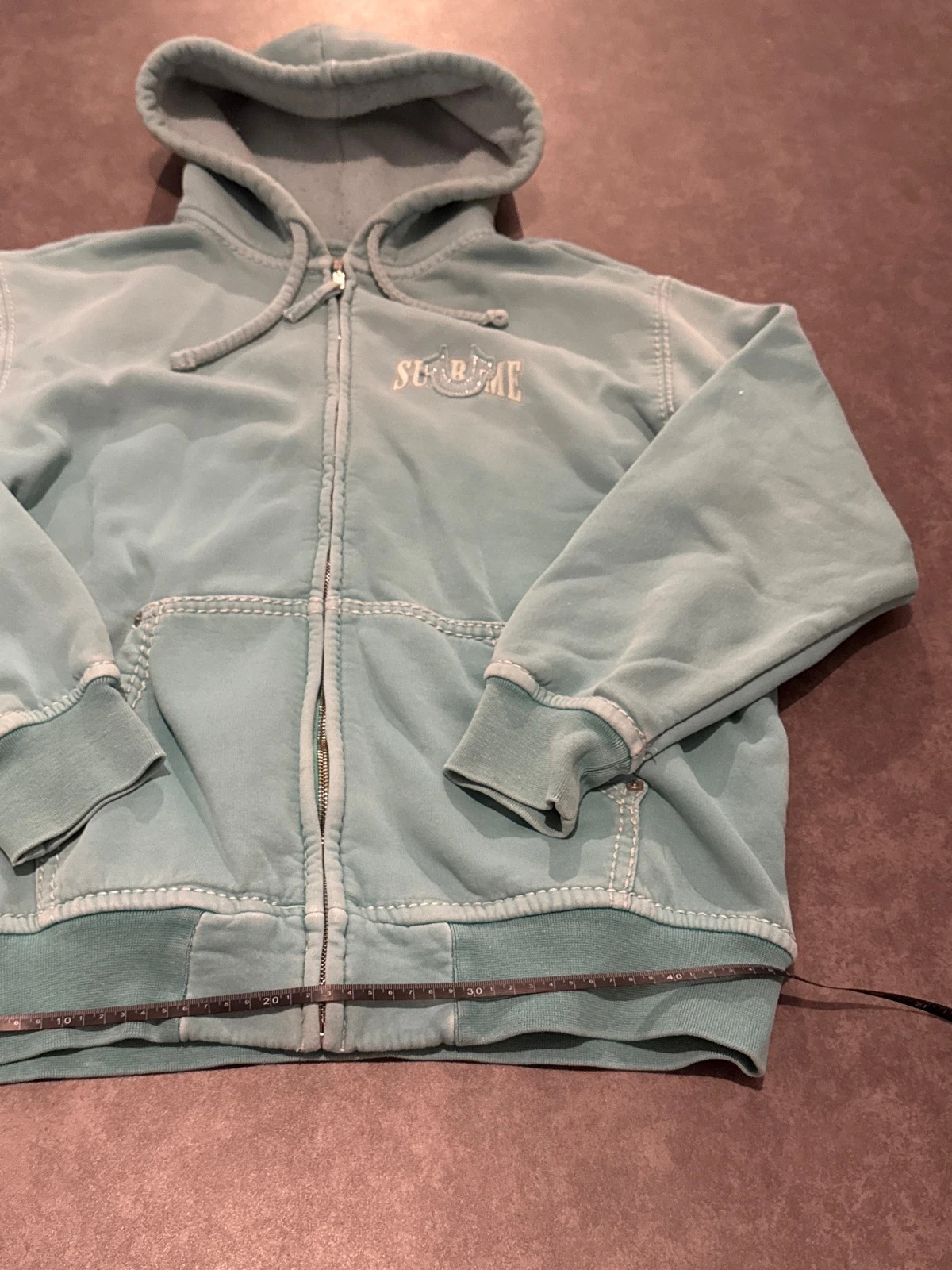 Supreme x True Religion Hoodie Zippé Aqua Fw22 – Taille M – Supreme – taille M 3