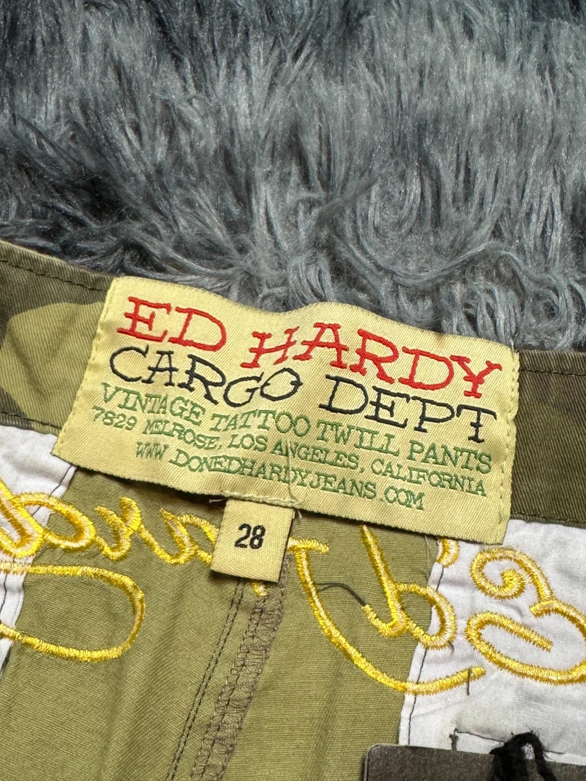Pantalon cargo flare Ed Hardy camouflage broderie tête de mort strass clouté Taille 40 Vintage Y2K – Ed Hardy – taille L / 40 / 12 4