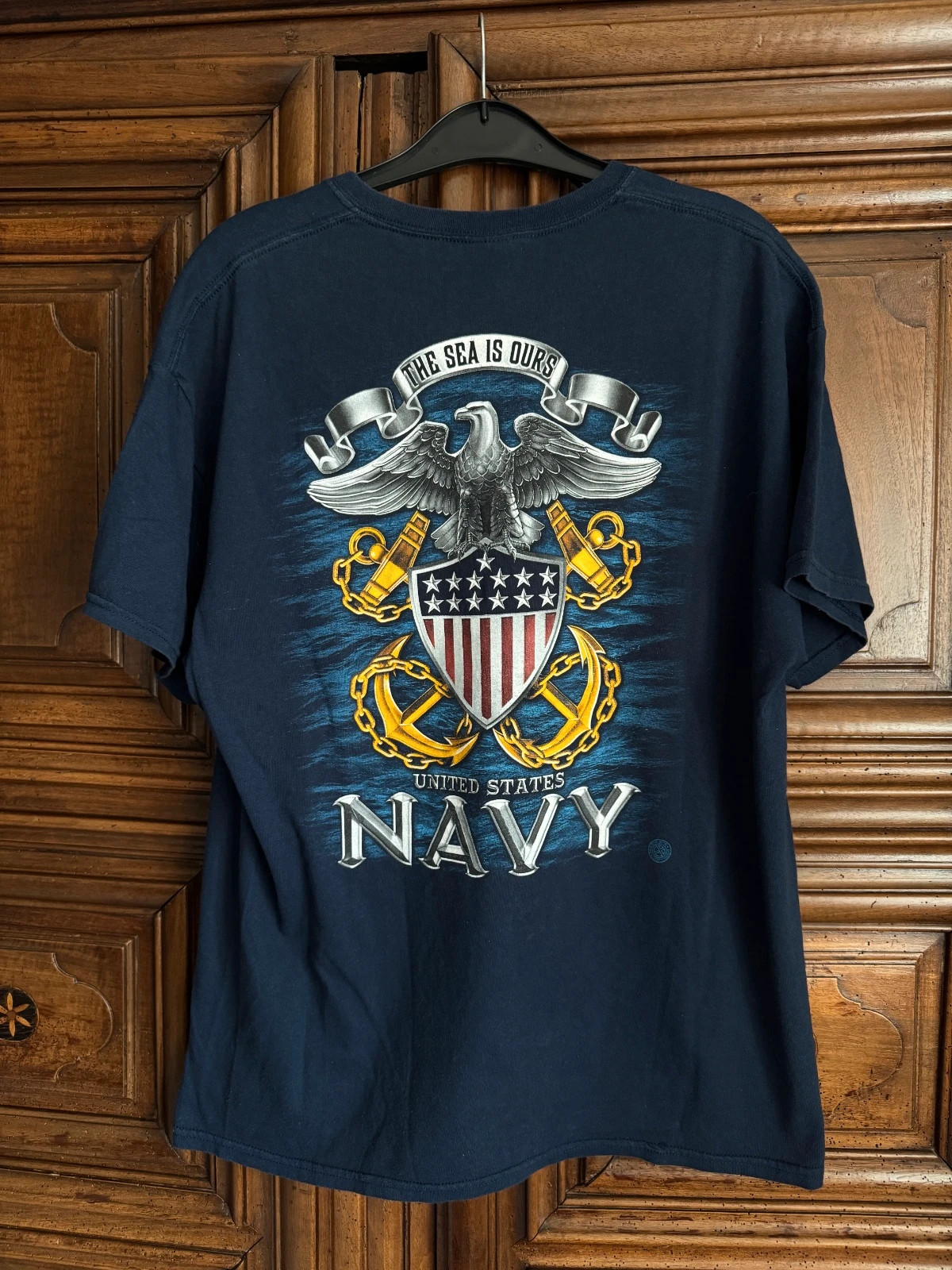 T-shirt Gildan streetwear imprimé navy grand graphique au dos bleu marine Homme 100% coton taille XL – Gildan – taille XL 2