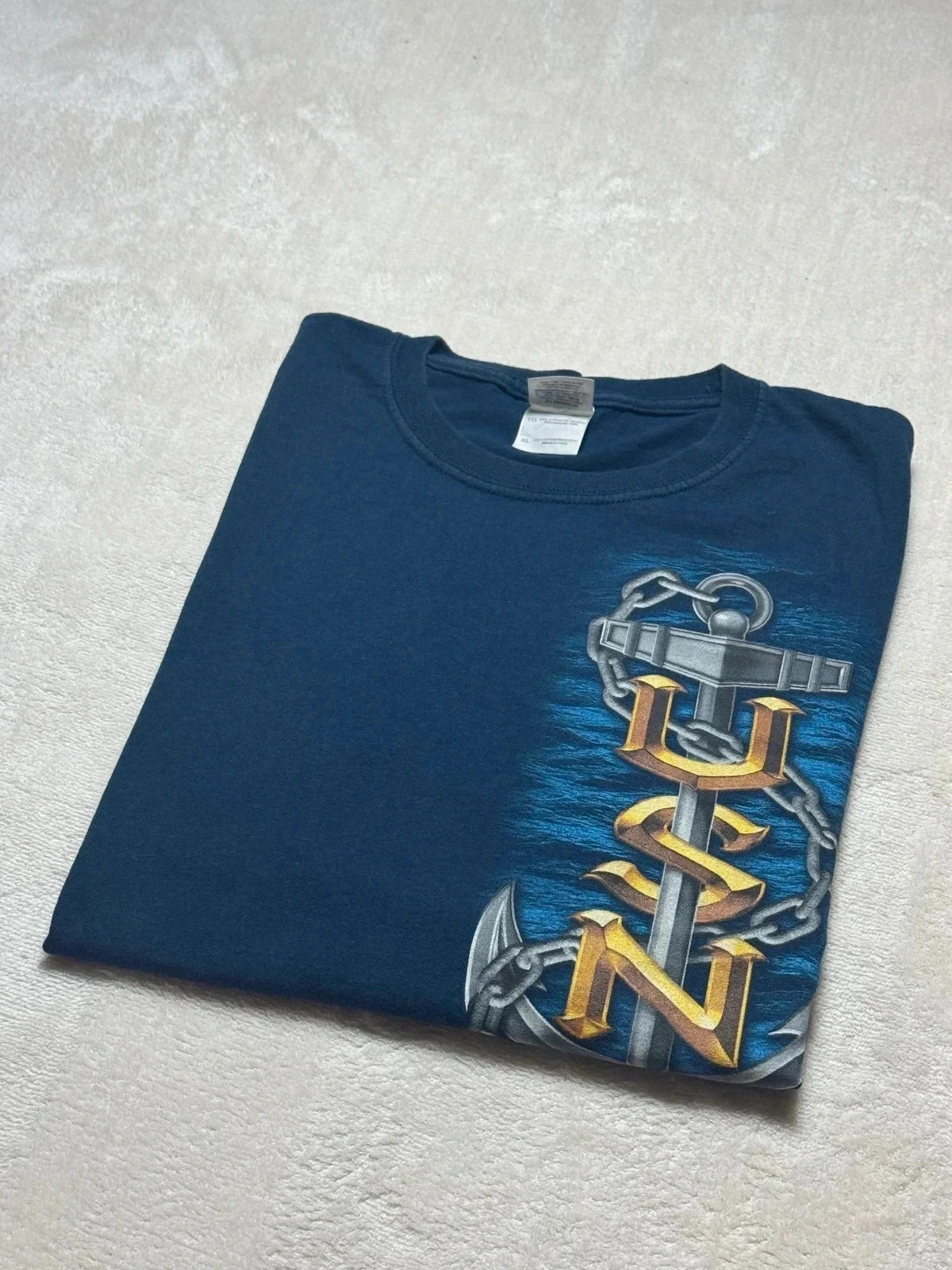 T-shirt Gildan streetwear imprimé navy grand graphique au dos bleu marine Homme 100% coton taille XL – Gildan – taille XL 4