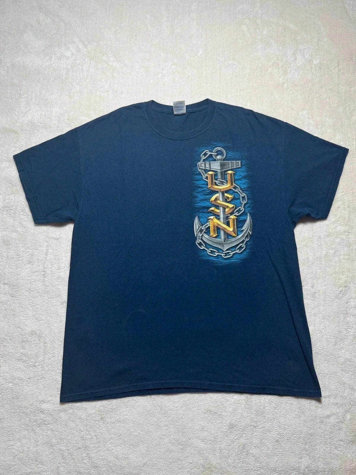 T-shirt Gildan streetwear imprimé navy grand graphique au dos bleu marine Homme 100% coton taille XL – Gildan – taille XL 5